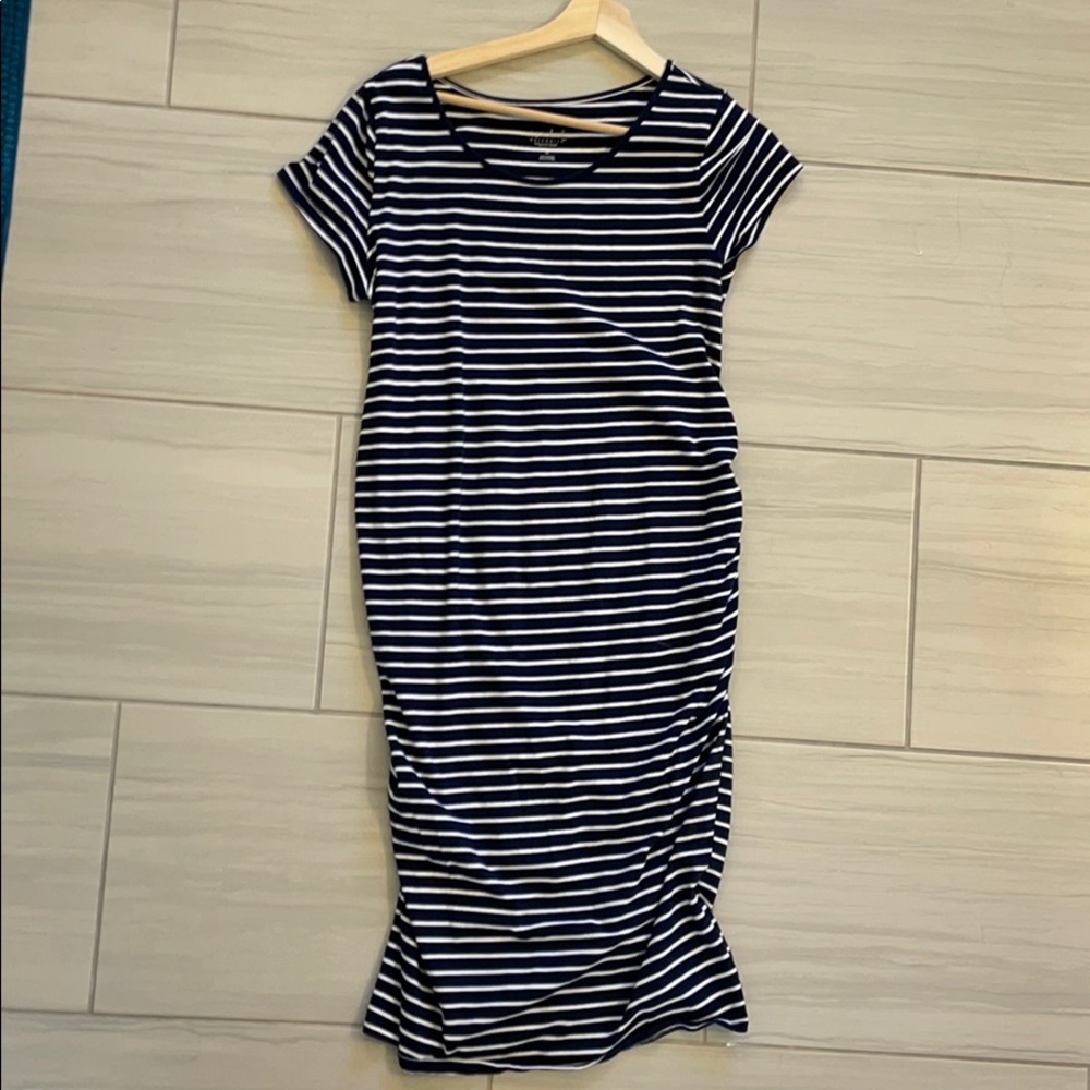 Isabel Maternity Dress-Navy and White Stripes